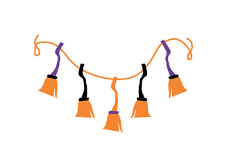 Sticker - halloween garland witch broom