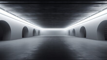 Led Brick White Glowing Concrete Tunnel