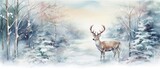 Fototapeta Dziecięca - Watercolor Adorable woodland animals in the forest, boho, Deer, Kids room wallpaper design. Generative AI