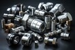 Assorted metal coupling fittings for industrial use. Generative AI