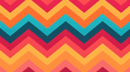 Wall Mural - Bold and graphic chevron pattern in bright colors background.