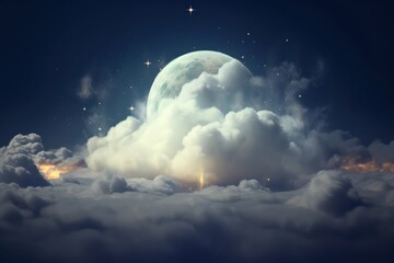 Wall Mural - The moon and clouds beautiful wallpaper background 