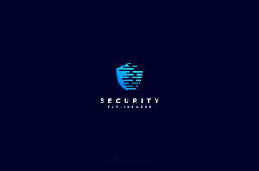 Security shield with icon technology logotype concept idea. Vector Design template element
