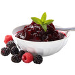 Bowl of mixed berry jam marmalade isolated on transparent background 