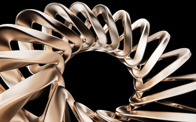 Sticker - Metallic golden curve geometry background, 3d rendering.