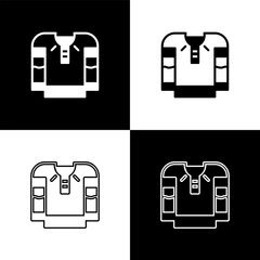 Wall Mural - Set Embroidered shirt icon isolated on black and white background. National ukrainian clothing. Vector