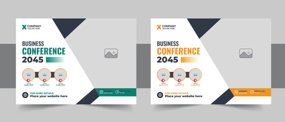 Wall Mural - corporate abstract live webinar and corporate horizontal business conference flyer template and annu