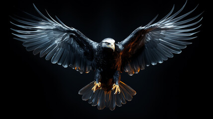 eagle, large bird of prey on a black background, art, fantasy, unusual bright predator