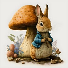 Peter Rabbit In Strong Color Add Mushroom 
