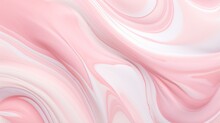 Pastel Pink Wavy Liquid Texture Abstract Banner With Copy Space. Paint, Cream Or Nail Polish, Cosmetics. 