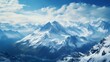 Breathtaking aerial view: snow-capped mountain peaks, rugged wilderness