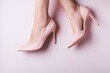 Woman’s Feet in Pink Shoes With Small Spider Veins