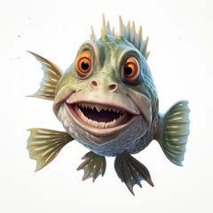 Poster - fish monster on a white background character.