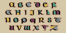 Lindisfarne Alphabet In Majuscule Celtic, Anglo-Saxon, Irish Style With Red Dots Pattern. Dim Colored Medieval Initial.