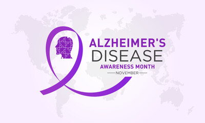 Sticker - Alzheimer's disease awareness month is observed every year in november. Vector template for banner, greeting card, poster with background. Vector illustration.