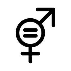 Wall Mural - Gender equality symbol isolated on white background. Men and women equal concept icon. Female and male sex icon. Women and men should always have equal. Vector illustration