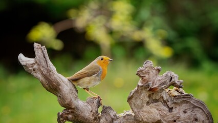 Canvas Print - Robin Perched On A Log