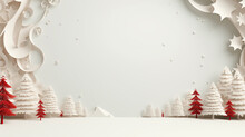 Christmas, Paper Style Sculpture Background With Copy Space.