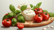 Italienische Küche: Mozzarella, Tomaten, Basilikum