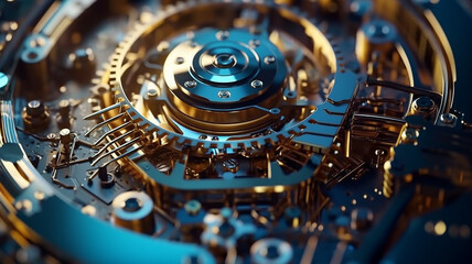 Wall Mural - background of the gear mechanism inside the watch.