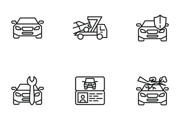 Auto insurance line icons set, car insurance outline vector symbol collection, linear style pictogram pack. 