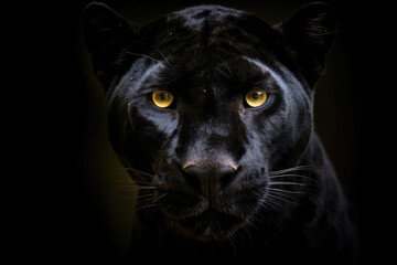 Wall Mural - Portrait of Panther on black background. Generative Ai