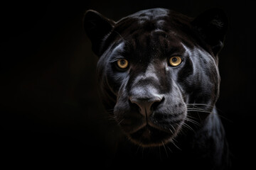 Wall Mural - Portrait of Panther on black background. Generative Ai