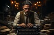 Writer with a vintage typewriter, embracing the art of storytelling, Generative AI