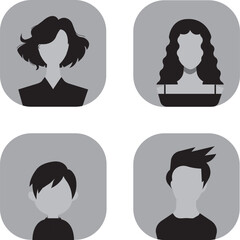 Sticker - Vector design of a set of four user icons isolated on a white background