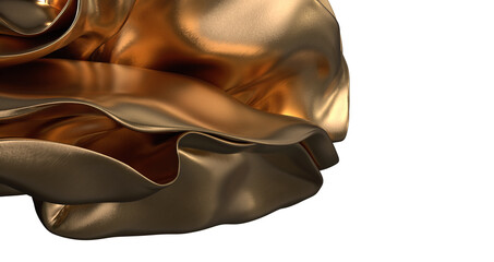  Radiant Sophistication: Abstract 3D Gold Cloth Illustration for Refined Visuals