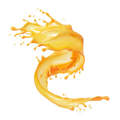 Wall Mural - orange juice splash isolated on white background, 3d rendering Include clipping path.