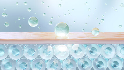 Wall Mural - cosmetic serum oil drop on skin cell, skin repair, moisturizer, collagen serum, advertising backgrou