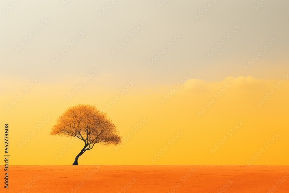 Yellow and Orange Landscape Minimalism in a negative artistic space ...
