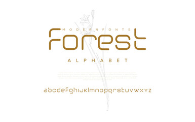 Wall Mural - Forest Minimal font creative modern alphabet. Typography with dot regular and number. minimalist style fonts set. vector illustration