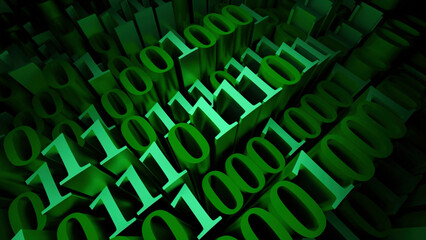 Wall Mural - background of moving 3d digits of matrix code. design. extendable 3d numbers on black background. 3d