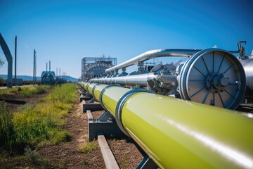 Wall Mural - Green Hydrogen pipes in a renewable energy facility