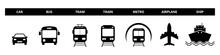 Means Of Public Transport. Vector Transportation Icons Isolated On White.