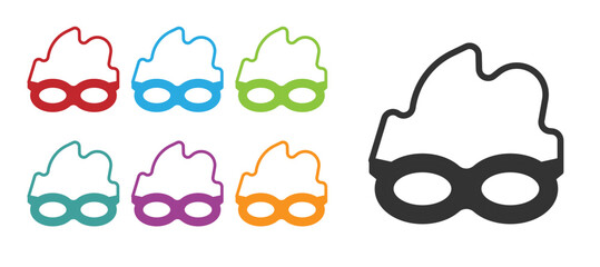 Poster - Black Glasses for swimming icon isolated on white background. Swimming goggles. Diving underwater equipment. Set icons colorful. Vector