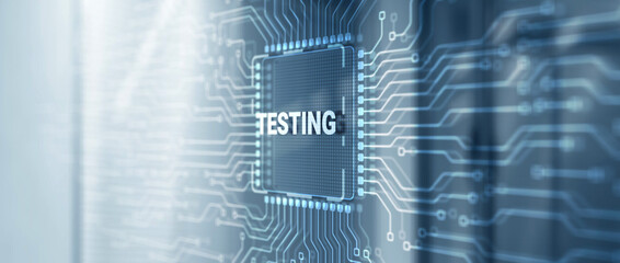 Testing Business Process. Abstract design of illustrations with the inscription Testing