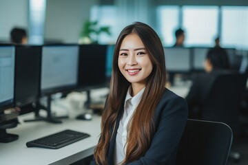 Canvas Print - A girl working in an office