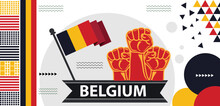 Belgium National Day Banner,Creative Belgium Banner Design,abstract Retro Modern Black Yellow Red Design. Brussels Belgian Theme. Vector Illustration..eps