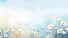 Abstract Pastel Background With Wild Little Daisies