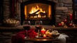 © Rax Qiu - wine at a christmas fireplace