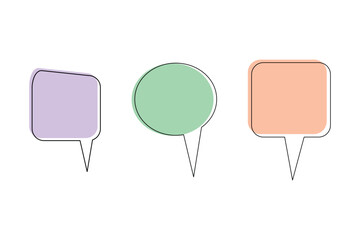 Sticker - Set of colored speech bubble. Thought bubble vector illustration. Chat balloon with copy space.