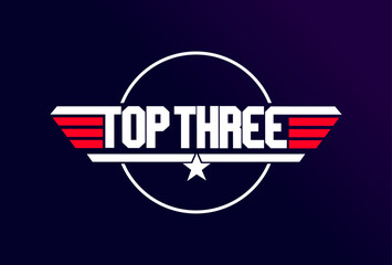 Wall Mural - Vector design of a  logo with the words 'Top three' in bold font