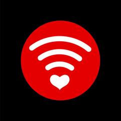 Wall Mural - Vector design red colored Wi-Fi signal icon with a white heart on it