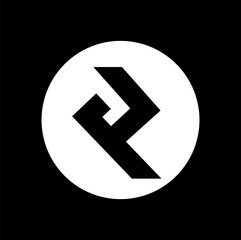 Wall Mural - Vector design of a black and white circle with the letter 'F' inside it