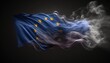 © LAYHONG - National flag of the European Union in smoke, isolated on black background