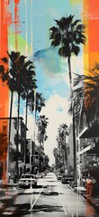 Wall Mural - LA palm trees iphone background made with Ai generative technology