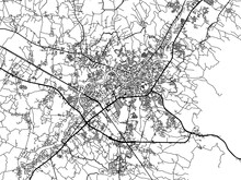 Vector Road Map Of The City Of  Lampang In Thailand With Black Roads On A White Background.